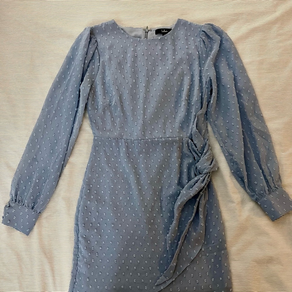 Lulu's Dusty Blue Long-Sleeve Dress